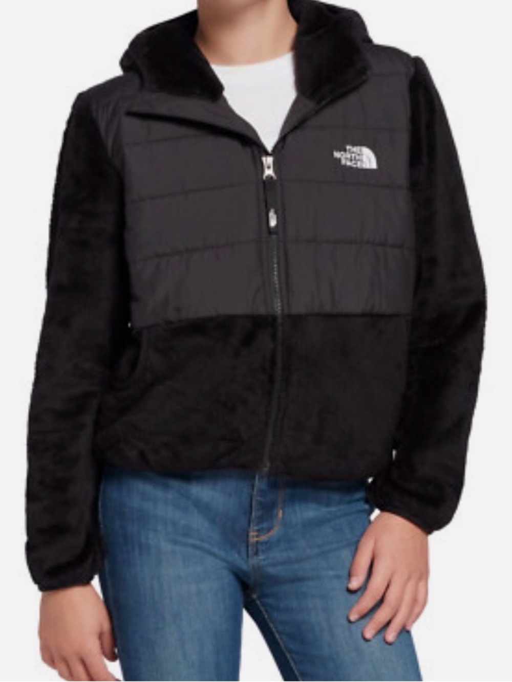 THE NORTH FACE SHERPA MASHUP GIRL JACKET EXTRA LARGE (18) BLACK HOODIE FLEECE